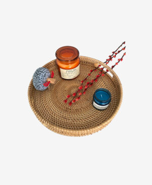 Dekoratif Rattan Hasır Tepsi