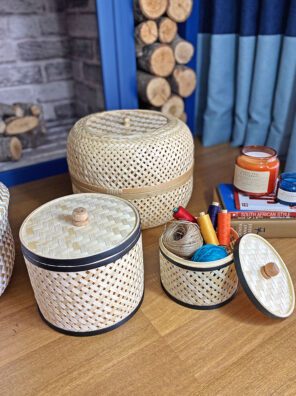 bambu obje 2li dekoratif kutu set