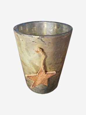 antik yıldızlı dekoratif mumluk cam vazo