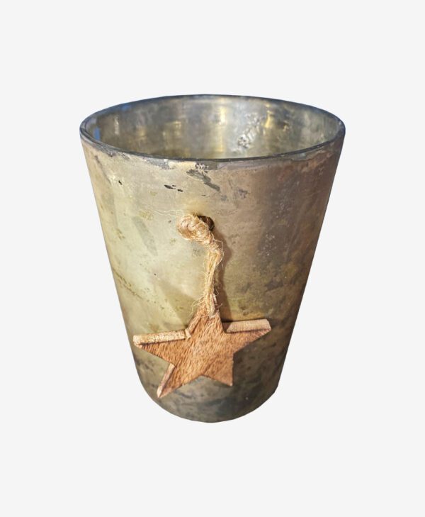 antik yıldızlı dekoratif mumluk cam vazo