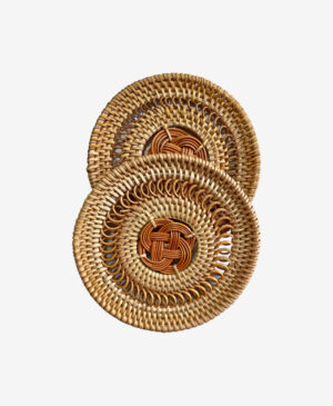 rattan ahşap bardak altlığı 2li set