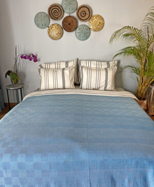 çift kişilik yatak örtüsü turkuaz pike