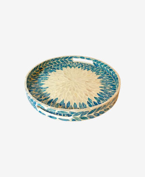 Dekoratif Turkuaz Mozaik Sedefli Tepsi Large