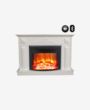 Deko İşlemeli Bluetooth & Ses Efektli Beyaz Elektrikli Şömine