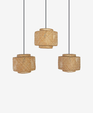 Sinnerlig Dekoratif Bambu Üçlü Sarkıt Avize