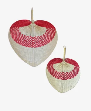 Bambu Dekoratif Kırmızı Yelpaze Duvar Süsü