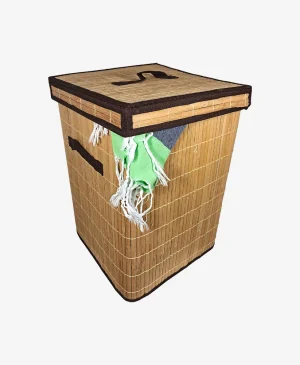 Bambu Kapaklı Kirli Çamaşır Sepeti