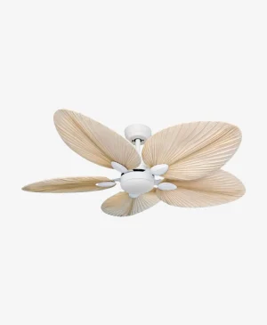 Beyaz Palmiye Kanatlı Işıklı Tavan Vantilatörü