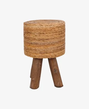 Muz Lifi Natural Teak Yuvarlak Puf