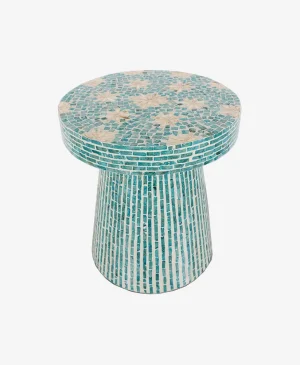 Sedefli Mozaik Yeşil Mantar Sehpa