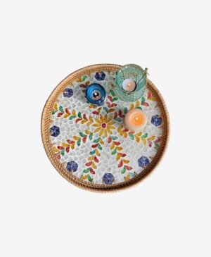 Rattan Sedefli Servis Tepsi Duvar Süsü