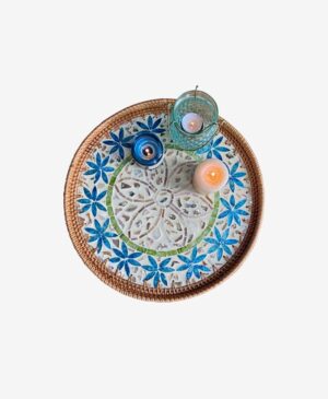 Rattan Sedefli Sunum Tepsi Duvar Tabağı