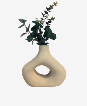 did Dido Delikli Taş Dokulu Seramik Bej Vazo