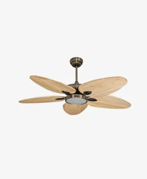 did Galata Aydınlatmalı Ahşap Pirinç Tavan Vantilatörü