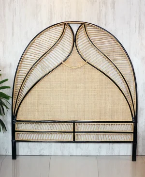 did Akastos 180 x 170 Çift Kişilik Siyah Rattan Hazeran Yatak Başlığı